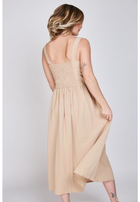 Vestido Escote Cuadrado Javiera  Beige Eclipse-1