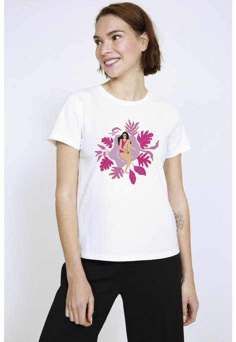 Polera Amanda Hojas EclipsexDafandcraft Blanco Eclipse-0