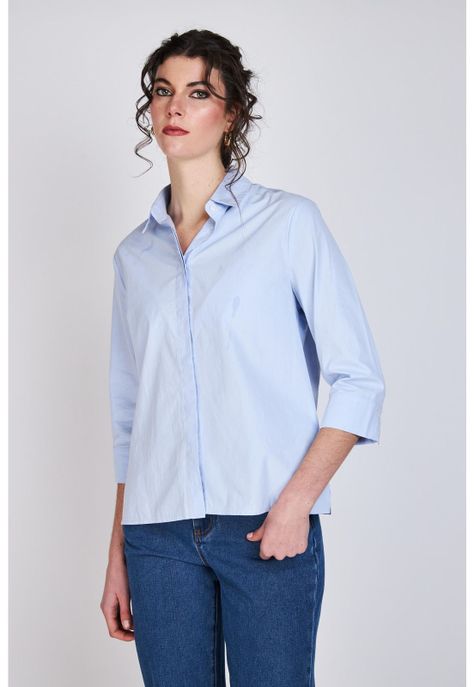 Camisa Manga Tres Cuartos Verónica  Azul Woman by Eclipse-0