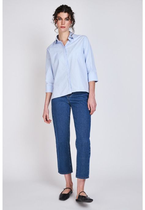 Camisa Manga Tres Cuartos Verónica  Azul Woman by Eclipse-3