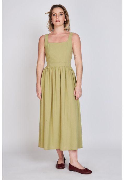 Vestido Escote Cuadrado Javiera  Verde Eclipse-0