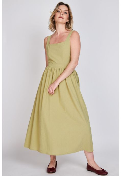 Vestido Escote Cuadrado Javiera  Verde Eclipse-1