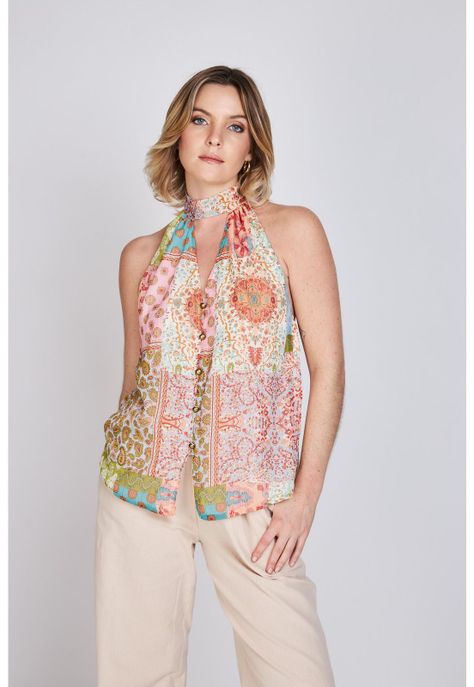Blusa Amarra al Cuello Babi Terracota ATR by Eclipse-0