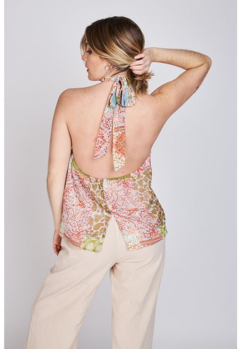 Blusa Amarra al Cuello Babi Terracota ATR by Eclipse-1