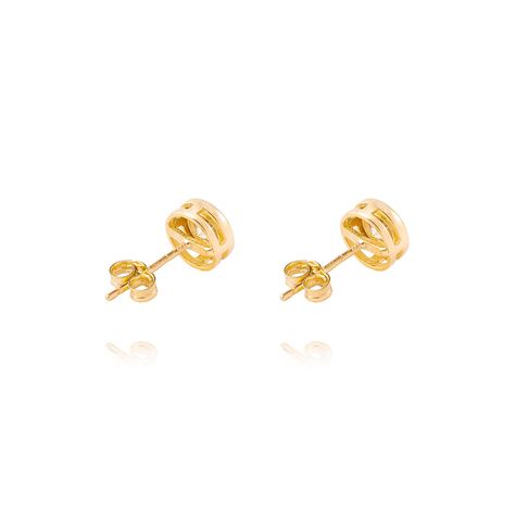 Aros Oro Amarillo 18kt Modelo Punto Luz con Piedra Circonita-1