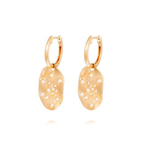 Aros Oro Amarillo 18kt Diseño Hojas con Diamantes 11 Pts-0
