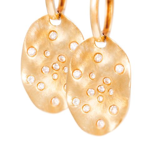 Aros Oro Amarillo 18kt Diseño Hojas con Diamantes 11 Pts-1