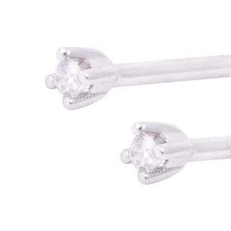 Aros de Oro Blanco 18kt Punto de Luz Grifa con Diamante 4Pts-1