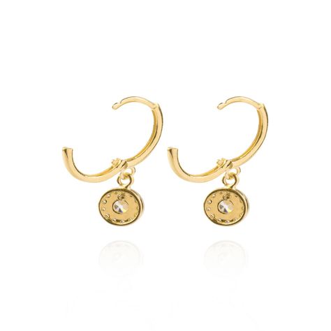 Aros de Oro 18kt Circón Colgante enmarcado en circones-1