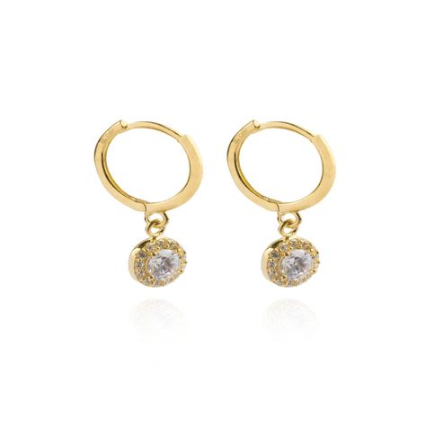 Aros de Oro 18kt Circón Colgante enmarcado en circones-2