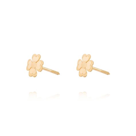 Aros de Oro 9KT Trébol de Cuatro Hojas-1