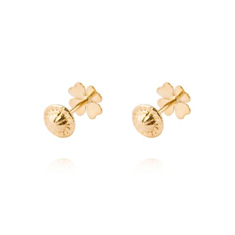 Aros de Oro 9KT Trébol de Cuatro Hojas-2