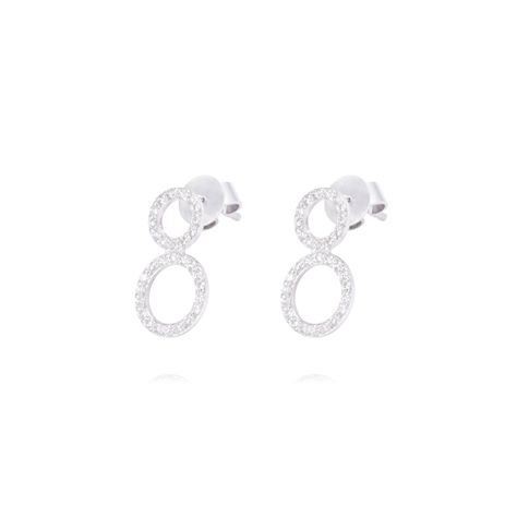 Aros Oro Blanco 18kt Dos Círculos Diamantes 53 Pts-1