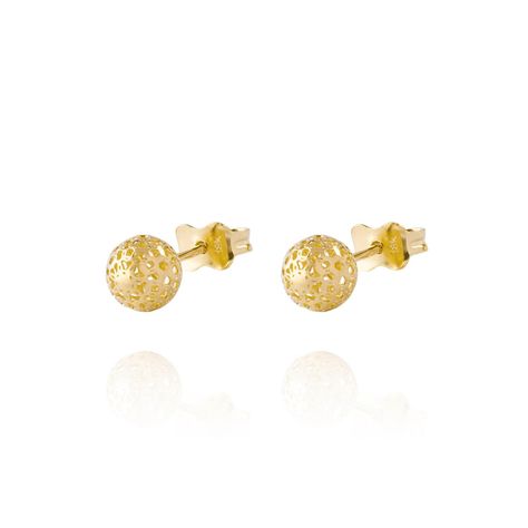 Aros de Oro 18kt Bolita Calada 6mm-0