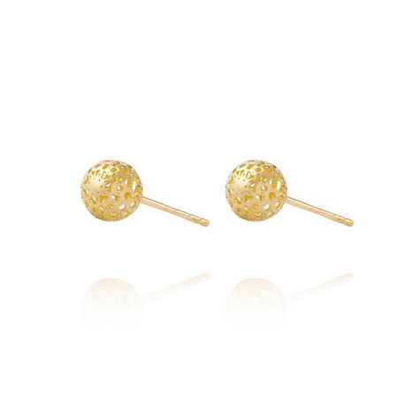 Aros de Oro 18kt Bolita Calada 6mm-1