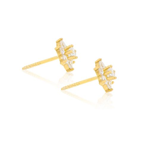 Aros de Oro 18kt Roseta Estrella de Circonitas-2