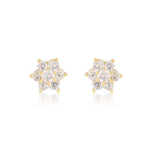 Aros de Oro 18kt Roseta Estrella de Circonitas-0