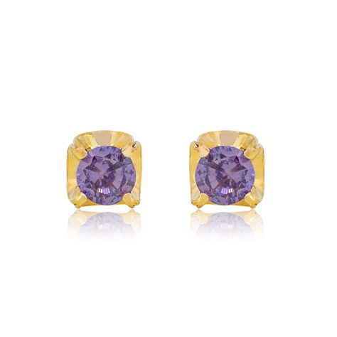 Aros de Oro 18kt Chatón Amatista de 2,5mm-0