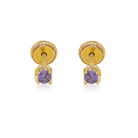 Aros de Oro 18kt Chatón Amatista de 2,5mm-1