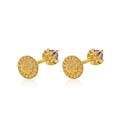 Aros de Oro 18kt Chatón Amatista de 2,5mm-2