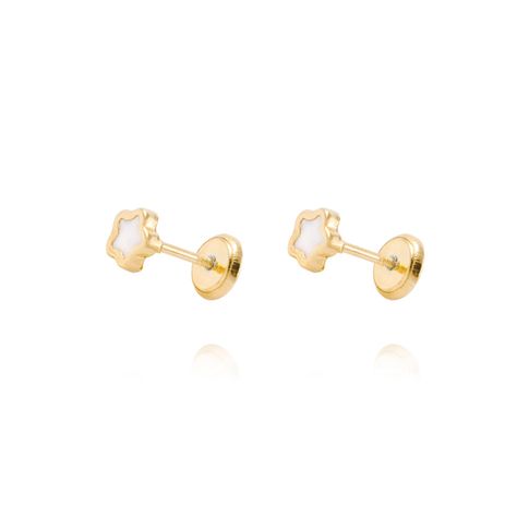 Aros de Oro 18kt Estrella Nacar-0