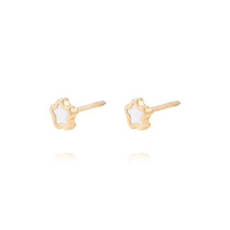 Aros de Oro 18kt Estrella Nacar-1