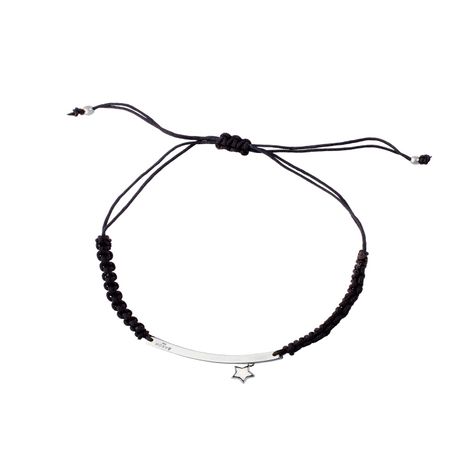 Pulsera de Plata Esterlina 925 Placa Estrella Ajustable-0