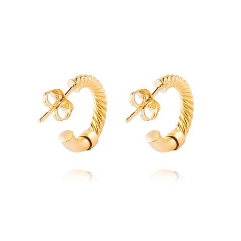 Aros de Oro 18kt Media Argolla Biselada Lisa-2