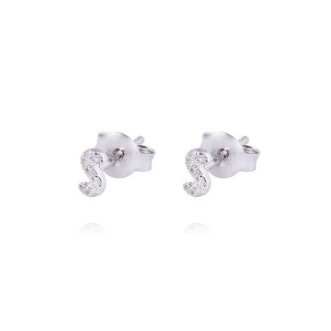 Aros de Plata Esterlina 925 Letra S-0