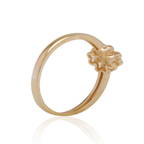 Anillo de Oro 18kt Flor 4 Hojas Circón-2