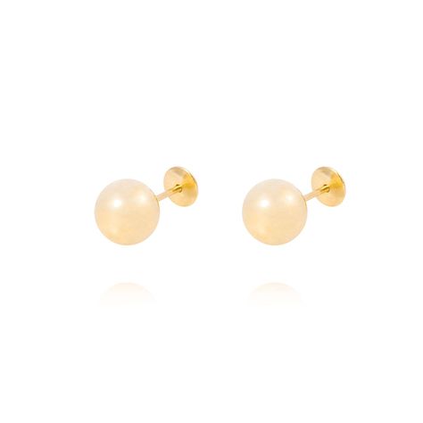 Aros de Oro 18 kt  Modelo Pelotita 7,0mm Tornillo tope-0
