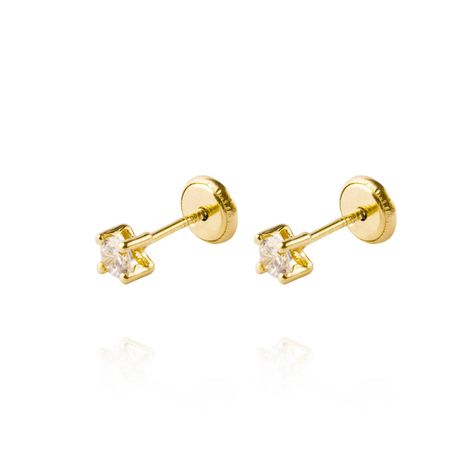 Aros de Oro 18kt Circón Circonita 3 mm-0