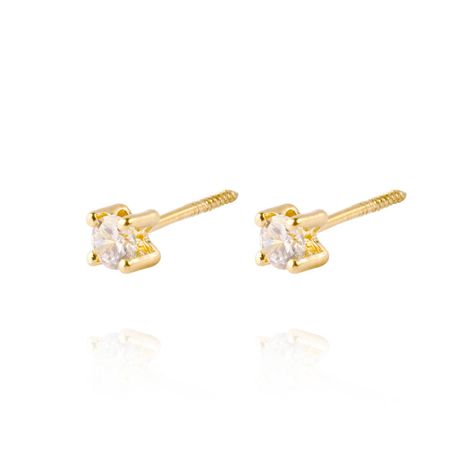 Aros de Oro 18kt Circón Circonita 3 mm-1
