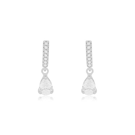 Aros de Plata Esterlina 925 Gota Circon-0
