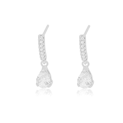 Aros de Plata Esterlina 925 Gota Circon-2