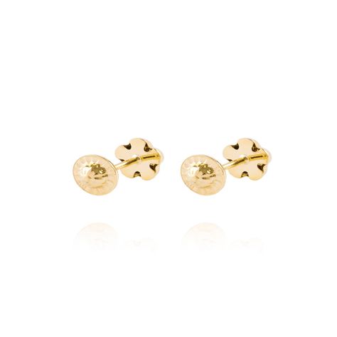 Aros de Oro 18kt Circón Flor 5 petalos-2