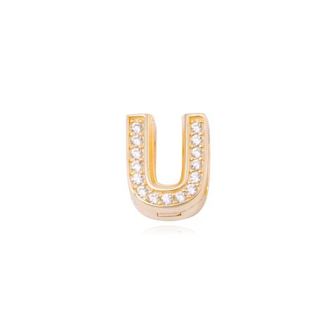 Dije de Plata broche Letra U con Circonita Revestido en Oro 18kt-0