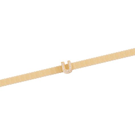 Dije de Plata broche Letra U con Circonita Revestido en Oro 18kt-2