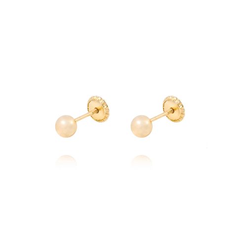 Aros de Oro 14kt Bolita Solida 4mm-0