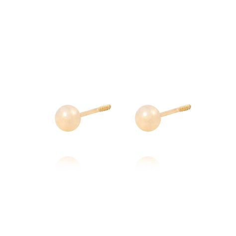 Aros de Oro 14kt Bolita Solida 4mm-1