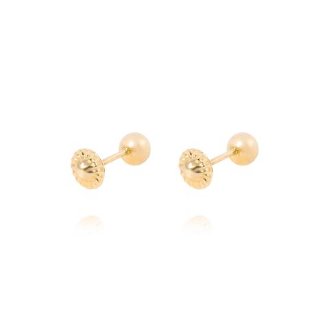 Aros de Oro 14kt Bolita Solida 4mm-2