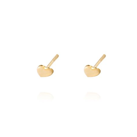 Aros Oro Amarillo 18kt Modelo Corazón Pequeño Liso-1