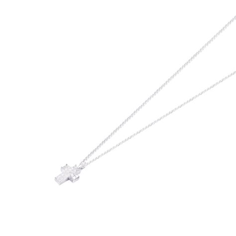 Colgante Oro Blanco 18kt Cruz Diamantes 36 Pts-1