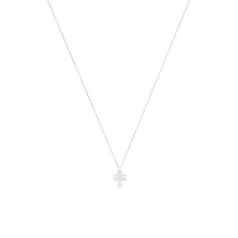Colgante Oro Blanco 18kt Cruz Diamantes 36 Pts-2
