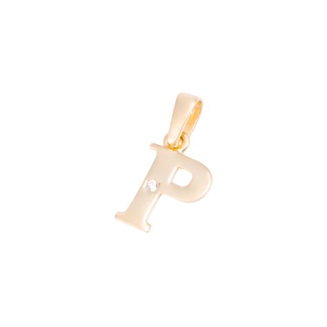 Colgante de Oro de 18kt Circonitas letra P-0