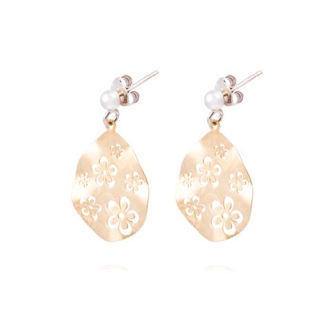 Aros Plata Esterlina 925 Gota con Flor Revestido en Oro 18kt-0