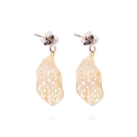 Aros Plata Esterlina 925 Gota con Flor Revestido en Oro 18kt-2