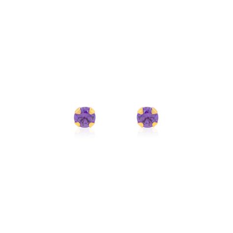 Aros de Oro 18kt Piedra Amatista 3mm-0