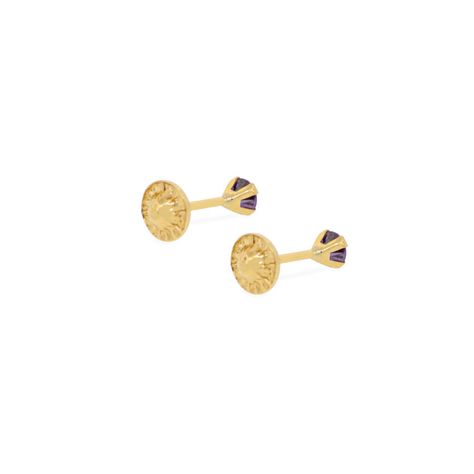 Aros de Oro 18kt Piedra Amatista 3mm-2