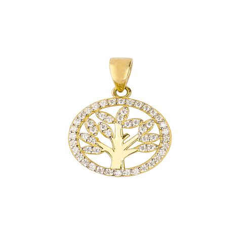 Colgante de Oro 18kt Arbol de la Vida en Circones-0